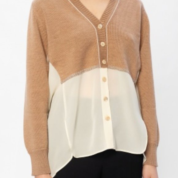 CHLOE Silk-Georgette And Knitted Wool Cardigan - NEW!🆕🆕🆕 - Picture 9 of 14